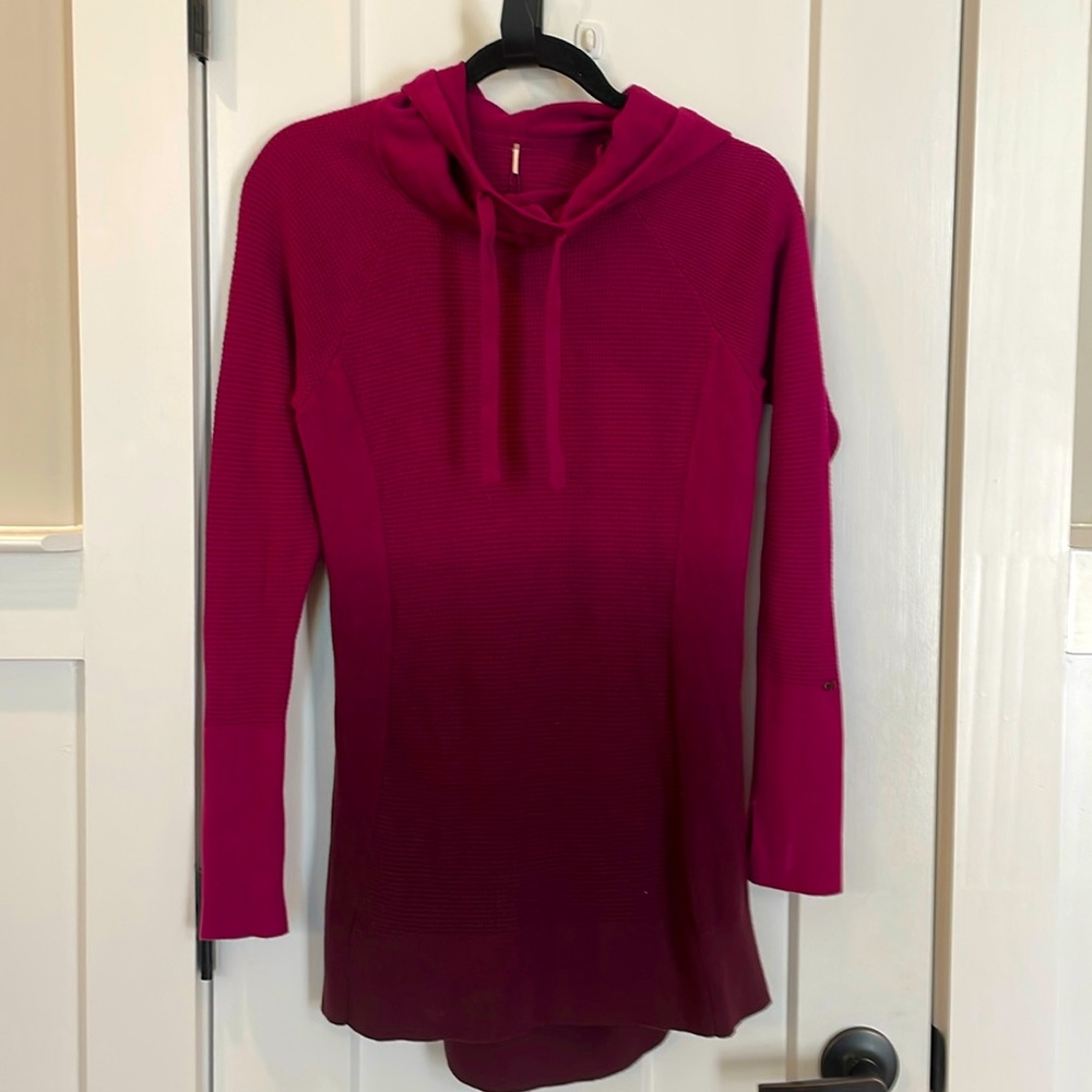 Waffle knit long sleeve tunic hoodie - Size S